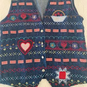 Vintage Embroidered Button Up Vest